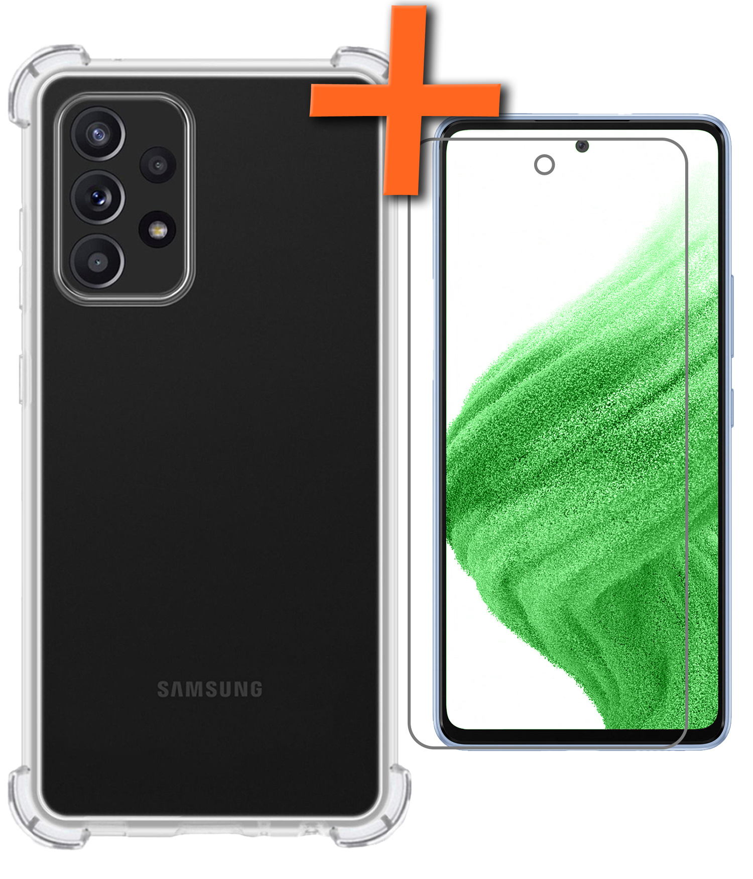 Nomfy Hoesje Geschikt voor Samsung A53 Hoesje Shock Proof Cover Case Shockproof Met Screenprotector - Hoes Geschikt voor Samsung Galaxy A53 Hoes Siliconen Back Case - Transparant