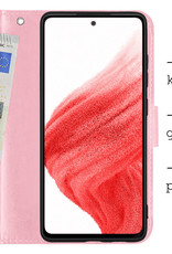 BASEY. Hoes Geschikt voor Samsung A53 Hoesje Bookcase Hoes Flip Case Book Cover Met Screenprotector - Hoesje Geschikt voor Samsung Galaxy A53 Hoes Book Case Hoesje - Lichtroze