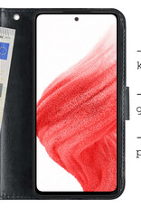 BASEY. Hoes Geschikt voor Samsung A53 Hoesje Bookcase Hoes Flip Case Book Cover Met Screenprotector - Hoesje Geschikt voor Samsung Galaxy A53 Hoes Book Case Hoesje - Zwart