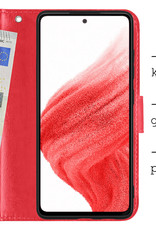 BASEY. Hoes Geschikt voor Samsung A53 Hoesje Bookcase Hoes Flip Case Book Cover Met 2x Screenprotector - Hoesje Geschikt voor Samsung Galaxy A53 Hoes Book Case Hoesje - Rood