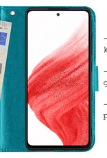 BASEY. Hoes Geschikt voor Samsung A53 Hoesje Bookcase Hoes Flip Case Book Cover Met 2x Screenprotector - Hoesje Geschikt voor Samsung Galaxy A53 Hoes Book Case Hoesje - Turquoise