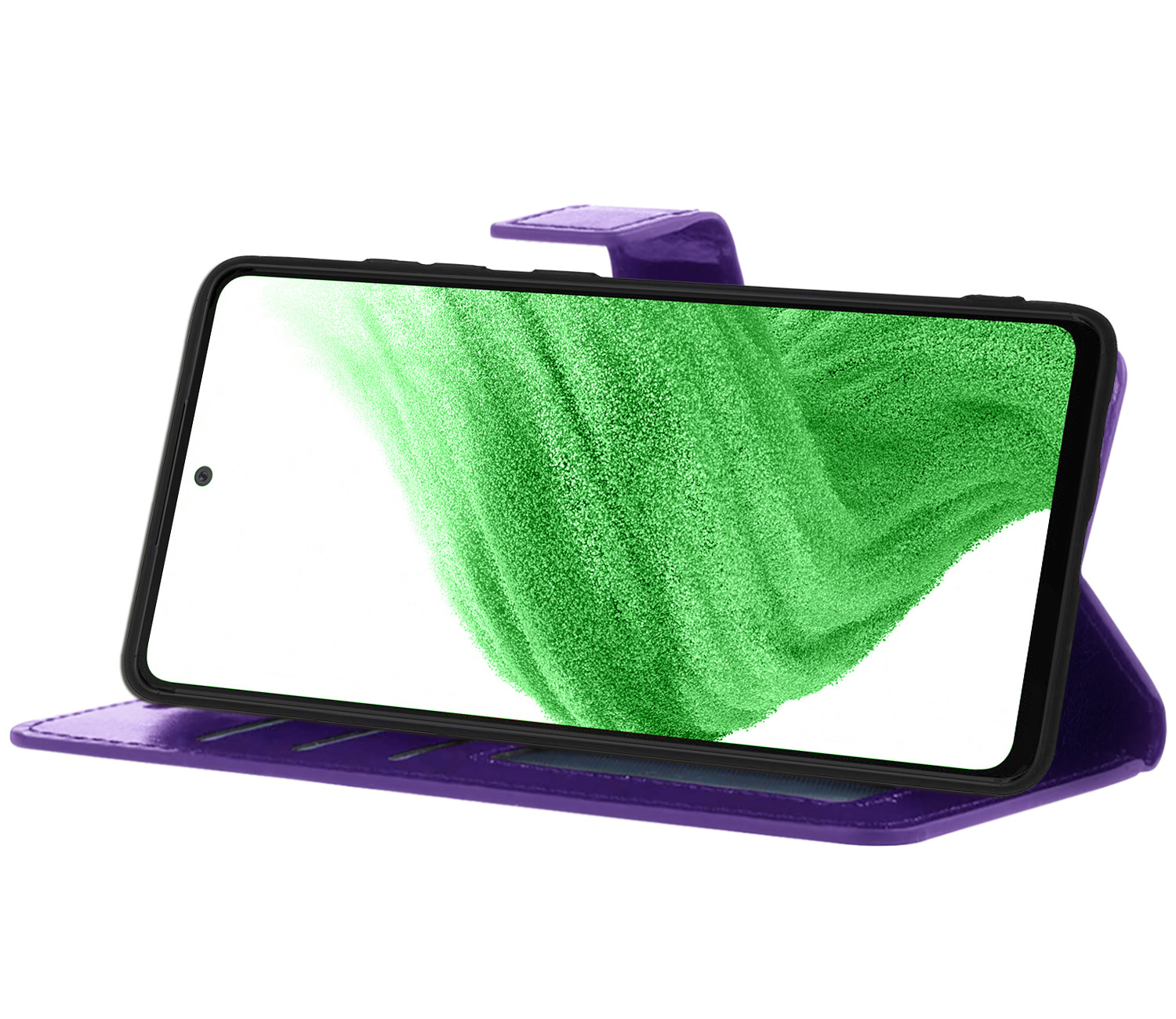 Nomfy Hoesje Geschikt voor Samsung A53 Hoes Bookcase Flipcase Book Cover Met Screenprotector - Hoes Geschikt voor Samsung Galaxy A53 Hoesje Book Case - Paars