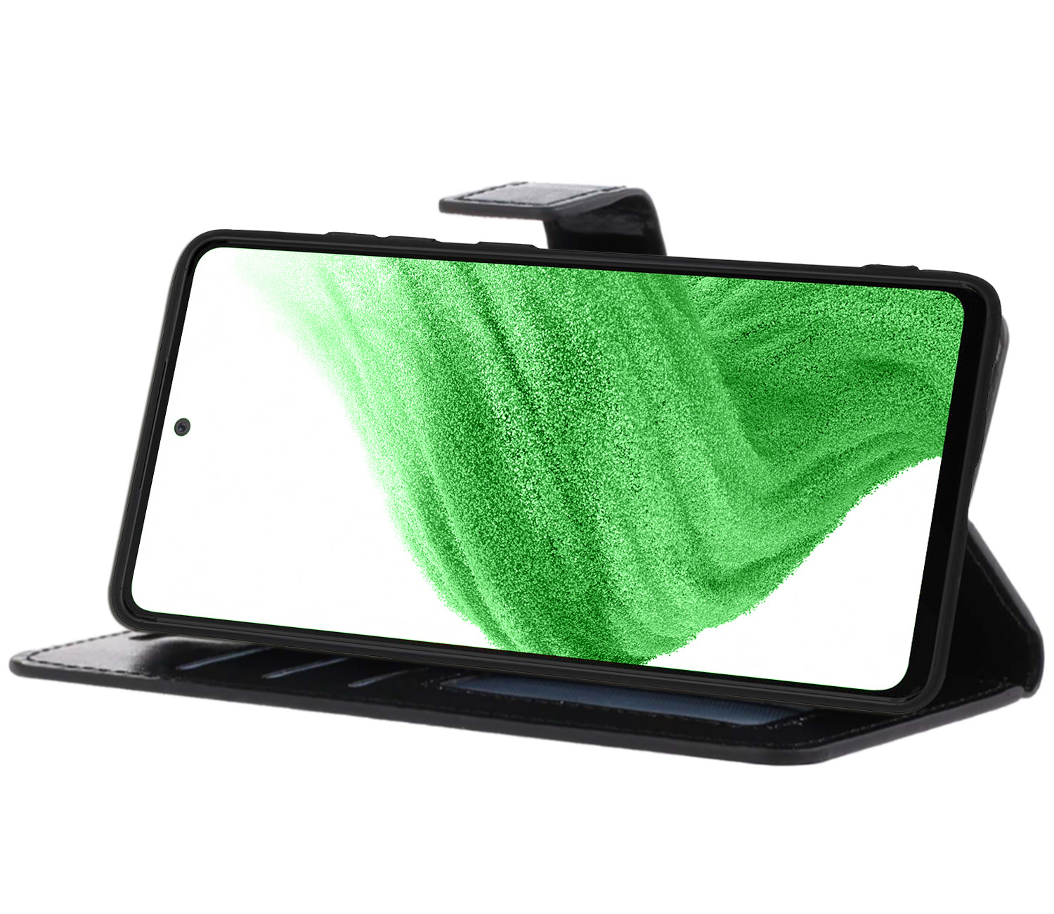 Nomfy Hoesje Geschikt voor Samsung A53 Hoes Bookcase Flipcase Book Cover Met Screenprotector - Hoes Geschikt voor Samsung Galaxy A53 Hoesje Book Case - Zwart