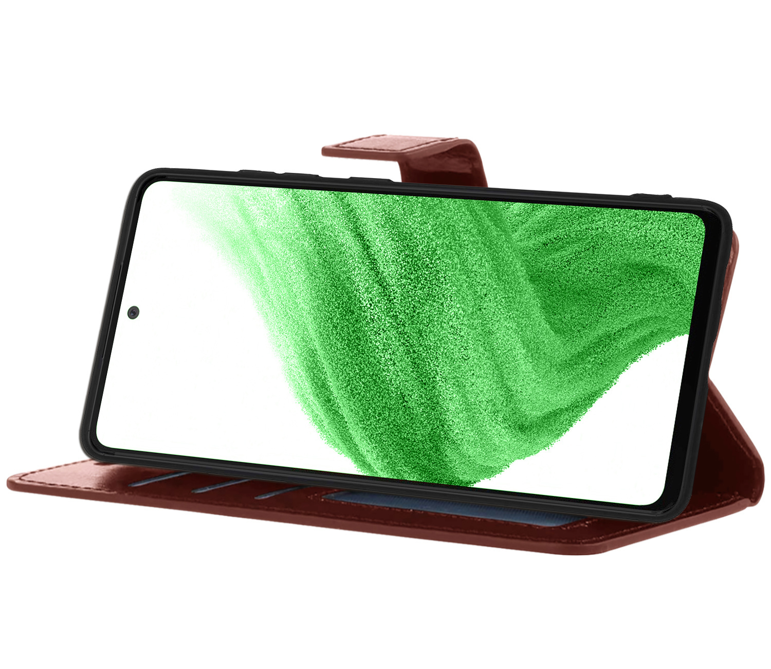 Nomfy Hoesje Geschikt voor Samsung A53 Hoes Bookcase Flipcase Book Cover Met 2x Screenprotector - Hoes Geschikt voor Samsung Galaxy A53 Hoesje Book Case - Bruin