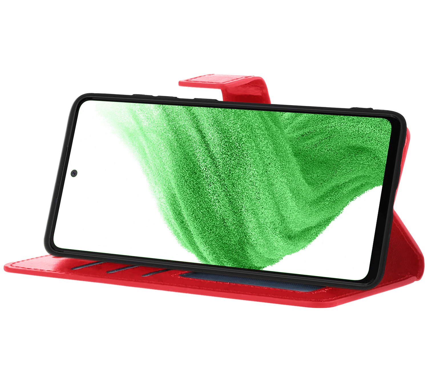 Nomfy Hoesje Geschikt voor Samsung A53 Hoes Bookcase Flipcase Book Cover Met 2x Screenprotector - Hoes Geschikt voor Samsung Galaxy A53 Hoesje Book Case - Rood