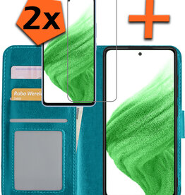 Nomfy Nomfy Samsung Galaxy A53 Hoesje Bookcase Turquoise Met 2x Screenprotector