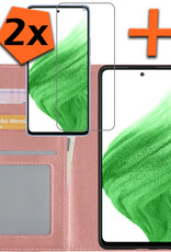 Nomfy Hoesje Geschikt voor Samsung A53 Hoes Bookcase Flipcase Book Cover Met 2x Screenprotector - Hoes Geschikt voor Samsung Galaxy A53 Hoesje Book Case - Rosé goud