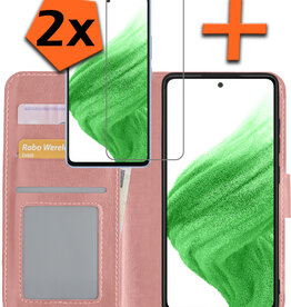 Nomfy Nomfy Samsung Galaxy A53 Hoesje Bookcase Rose goud Met 2x Screenprotector