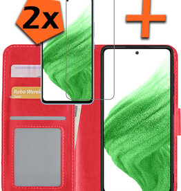 Nomfy Nomfy Samsung Galaxy A53 Hoesje Bookcase Rood Met 2x Screenprotector