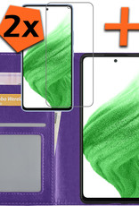 Nomfy Hoesje Geschikt voor Samsung A53 Hoes Bookcase Flipcase Book Cover Met 2x Screenprotector - Hoes Geschikt voor Samsung Galaxy A53 Hoesje Book Case - Paars