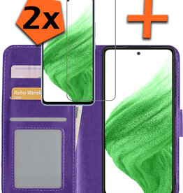 Nomfy Nomfy Samsung Galaxy A53 Hoesje Bookcase Paars Met 2x Screenprotector