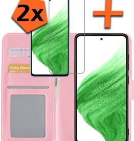 Nomfy Nomfy Samsung Galaxy A53 Hoesje Bookcase Lichtroze Met 2x Screenprotector