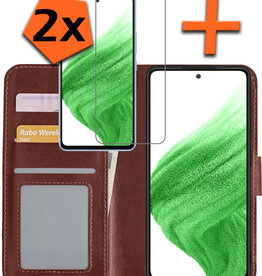 Nomfy Nomfy Samsung Galaxy A53 Hoesje Bookcase Bruin Met 2x Screenprotector