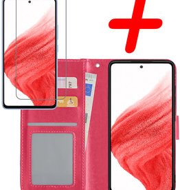 BASEY. BASEY. Samsung Galaxy A53 Hoesje Bookcase Donkerroze Met Screenprotector