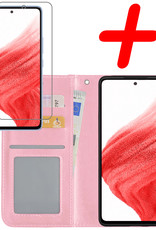 BASEY. Hoes Geschikt voor Samsung A53 Hoesje Bookcase Hoes Flip Case Book Cover Met Screenprotector - Hoesje Geschikt voor Samsung Galaxy A53 Hoes Book Case Hoesje - Lichtroze