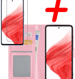 BASEY. BASEY. Samsung Galaxy A53 Hoesje Bookcase Lichtroze Met Screenprotector