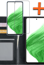Nomfy Hoesje Geschikt voor Samsung A53 Hoes Bookcase Flipcase Book Cover Met Screenprotector - Hoes Geschikt voor Samsung Galaxy A53 Hoesje Book Case - Zwart