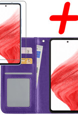 BASEY. Hoes Geschikt voor Samsung A53 Hoesje Bookcase Hoes Flip Case Book Cover Met Screenprotector - Hoesje Geschikt voor Samsung Galaxy A53 Hoes Book Case Hoesje - Paars