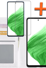 Nomfy Hoesje Geschikt voor Samsung A53 Hoes Bookcase Flipcase Book Cover Met Screenprotector - Hoes Geschikt voor Samsung Galaxy A53 Hoesje Book Case - Wit