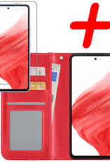 BASEY. Hoes Geschikt voor Samsung A53 Hoesje Bookcase Hoes Flip Case Book Cover Met Screenprotector - Hoesje Geschikt voor Samsung Galaxy A53 Hoes Book Case Hoesje - Rood