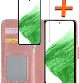 Nomfy Nomfy Samsung Galaxy A53 Hoesje Bookcase Rose goud Met Screenprotector