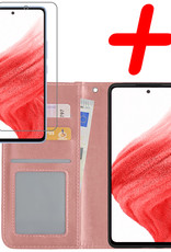BASEY. Hoes Geschikt voor Samsung A53 Hoesje Bookcase Hoes Flip Case Book Cover Met Screenprotector - Hoesje Geschikt voor Samsung Galaxy A53 Hoes Book Case Hoesje - Rosé goud