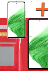 Nomfy Hoesje Geschikt voor Samsung A53 Hoes Bookcase Flipcase Book Cover Met Screenprotector - Hoes Geschikt voor Samsung Galaxy A53 Hoesje Book Case - Rood