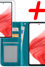 BASEY. Hoes Geschikt voor Samsung A53 Hoesje Bookcase Hoes Flip Case Book Cover Met Screenprotector - Hoesje Geschikt voor Samsung Galaxy A53 Hoes Book Case Hoesje - Turquoise