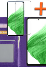 Nomfy Hoesje Geschikt voor Samsung A53 Hoes Bookcase Flipcase Book Cover Met Screenprotector - Hoes Geschikt voor Samsung Galaxy A53 Hoesje Book Case - Paars