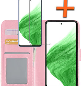 Nomfy Nomfy Samsung Galaxy A53 Hoesje Bookcase Lichtroze Met Screenprotector