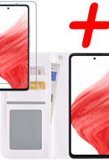 BASEY. Hoes Geschikt voor Samsung A53 Hoesje Bookcase Hoes Flip Case Book Cover Met Screenprotector - Hoesje Geschikt voor Samsung Galaxy A53 Hoes Book Case Hoesje - Wit