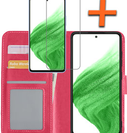 Nomfy Nomfy Samsung Galaxy A53 Hoesje Bookcase Donkerroze Met Screenprotector