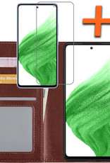 Nomfy Hoesje Geschikt voor Samsung A53 Hoes Bookcase Flipcase Book Cover Met Screenprotector - Hoes Geschikt voor Samsung Galaxy A53 Hoesje Book Case - Bruin