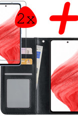 BASEY. Hoes Geschikt voor Samsung A53 Hoesje Bookcase Hoes Flip Case Book Cover Met 2x Screenprotector - Hoesje Geschikt voor Samsung Galaxy A53 Hoes Book Case Hoesje - Zwart