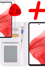 BASEY. Hoes Geschikt voor Samsung A53 Hoesje Bookcase Hoes Flip Case Book Cover Met 2x Screenprotector - Hoesje Geschikt voor Samsung Galaxy A53 Hoes Book Case Hoesje - Wit