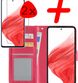 BASEY. BASEY. Samsung Galaxy A53 Hoesje Bookcase Donkerroze Met 2x Screenprotector