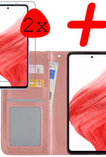 BASEY. Hoes Geschikt voor Samsung A53 Hoesje Bookcase Hoes Flip Case Book Cover Met 2x Screenprotector - Hoesje Geschikt voor Samsung Galaxy A53 Hoes Book Case Hoesje - Rosé goud
