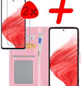 BASEY. BASEY. Samsung Galaxy A53 Hoesje Bookcase Lichtroze Met 2x Screenprotector