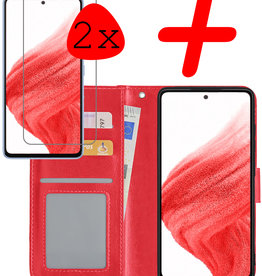 BASEY. BASEY. Samsung Galaxy A53 Hoesje Bookcase Rood Met 2x Screenprotector