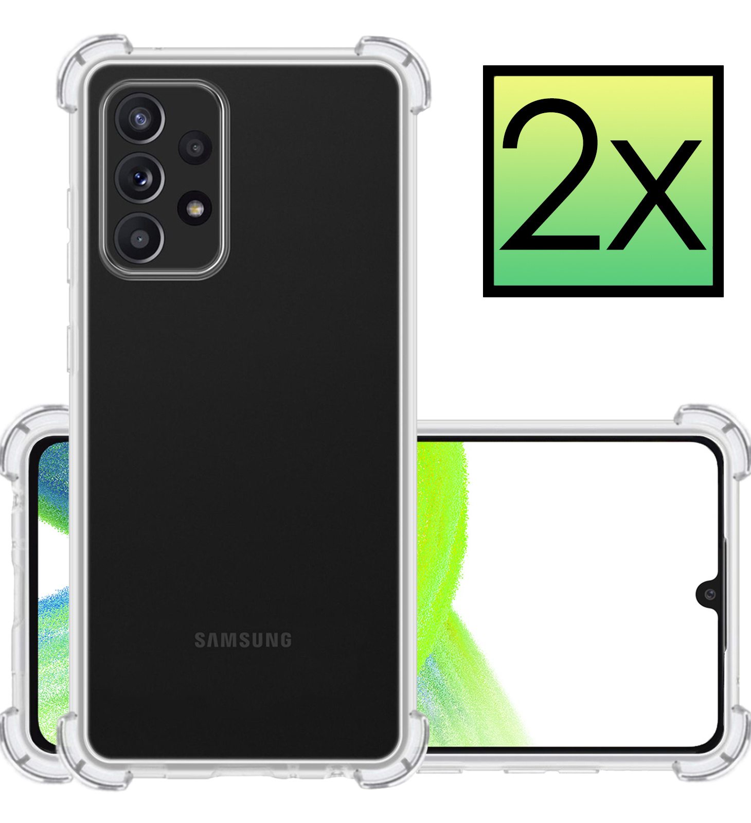 NoXx Hoes Geschikt voor Samsung A33 Hoesje Siliconen Cover Shock Proof Back Case Shockproof Hoes - Transparant - 2x