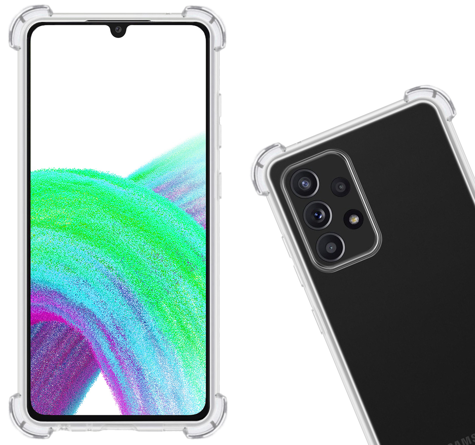 Nomfy Hoesje Geschikt voor Samsung A33 Hoesje Shock Proof Cover Case Shockproof - Hoes Geschikt voor Samsung Galaxy A33 Hoes Siliconen Back Case - Transparant - 2 PACK