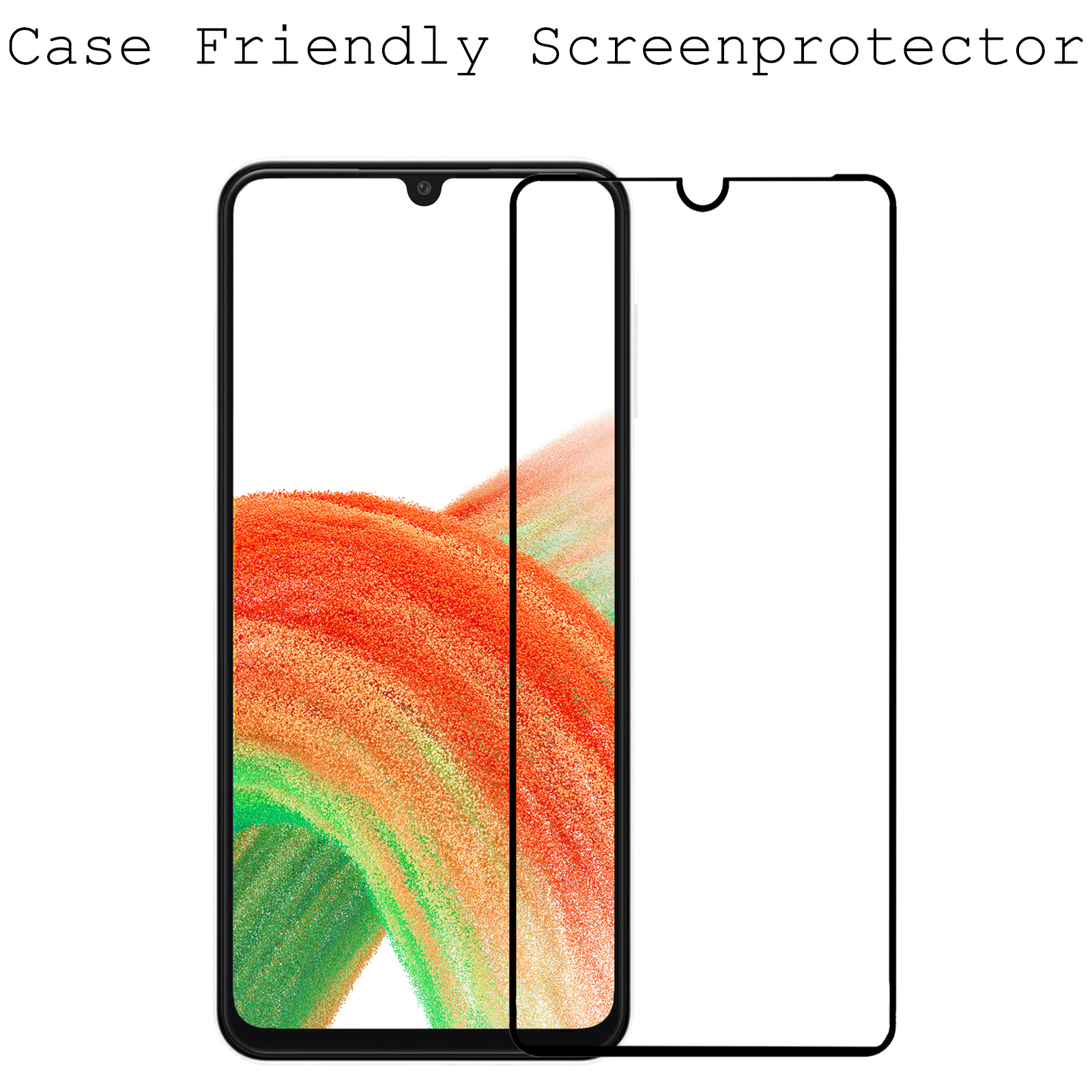 BASEY. Screenprotector Geschikt voor Samsung A33 Screenprotector Beschermglas Full Cover - Screenprotector Geschikt voor Samsung Galaxy A33 Screen Protector Full Cover - 2 Stuks