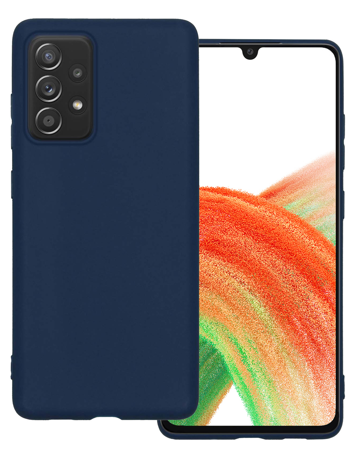 BASEY. Hoes Geschikt voor Samsung A33 Hoesje Siliconen Back Cover Case - Hoesje Geschikt voor Samsung Galaxy A33 Hoes Cover Hoesje - Donkerblauw