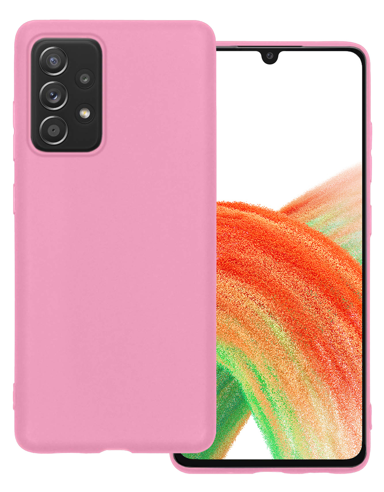 BASEY. Hoes Geschikt voor Samsung A33 Hoesje Siliconen Back Cover Case - Hoesje Geschikt voor Samsung Galaxy A33 Hoes Cover Hoesje - Lichtroze
