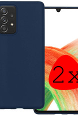 BASEY. Hoes Geschikt voor Samsung A33 Hoesje Siliconen Back Cover Case - Hoesje Geschikt voor Samsung Galaxy A33 Hoes Cover Hoesje - Donkerblauw - 2 Stuks