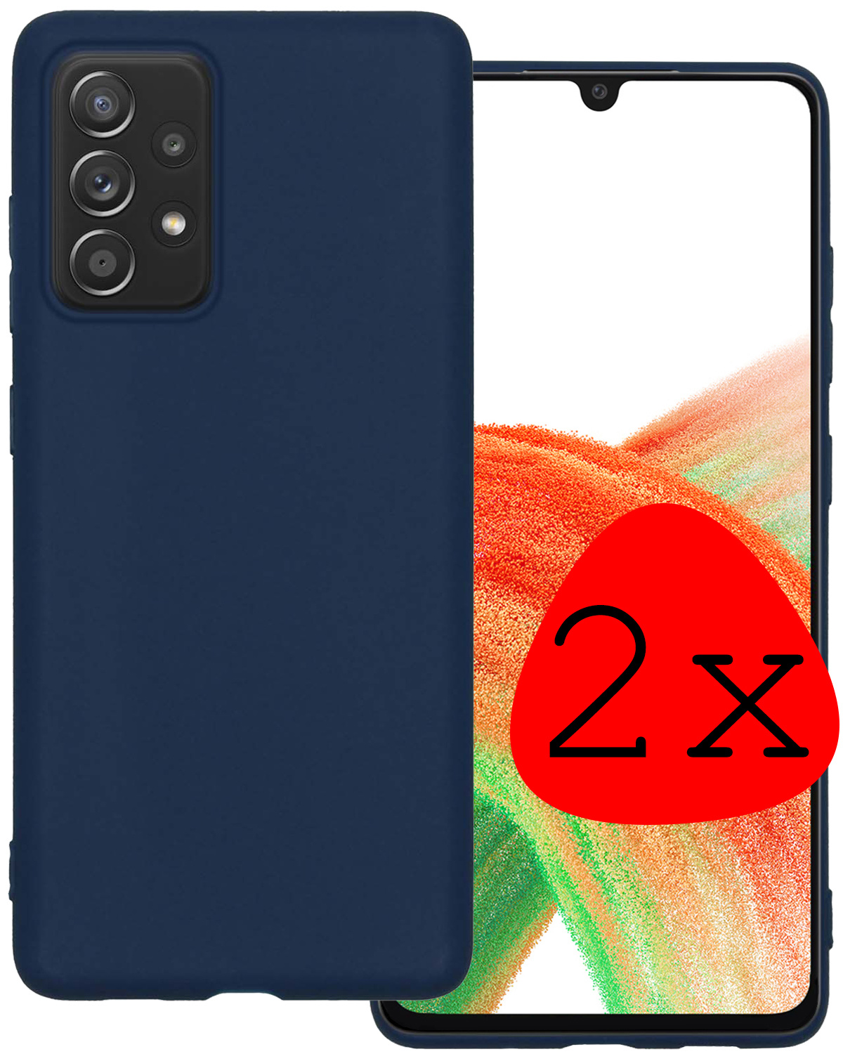 BASEY. Hoes Geschikt voor Samsung A33 Hoesje Siliconen Back Cover Case - Hoesje Geschikt voor Samsung Galaxy A33 Hoes Cover Hoesje - Donkerblauw - 2 Stuks