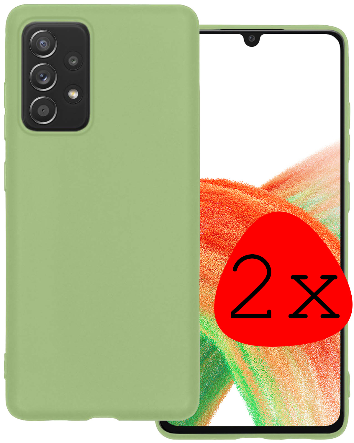 BASEY. Hoes Geschikt voor Samsung A33 Hoesje Siliconen Back Cover Case - Hoesje Geschikt voor Samsung Galaxy A33 Hoes Cover Hoesje - Groen - 2 Stuks