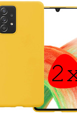 BASEY. Hoes Geschikt voor Samsung A33 Hoesje Siliconen Back Cover Case - Hoesje Geschikt voor Samsung Galaxy A33 Hoes Cover Hoesje - Geel - 2 Stuks