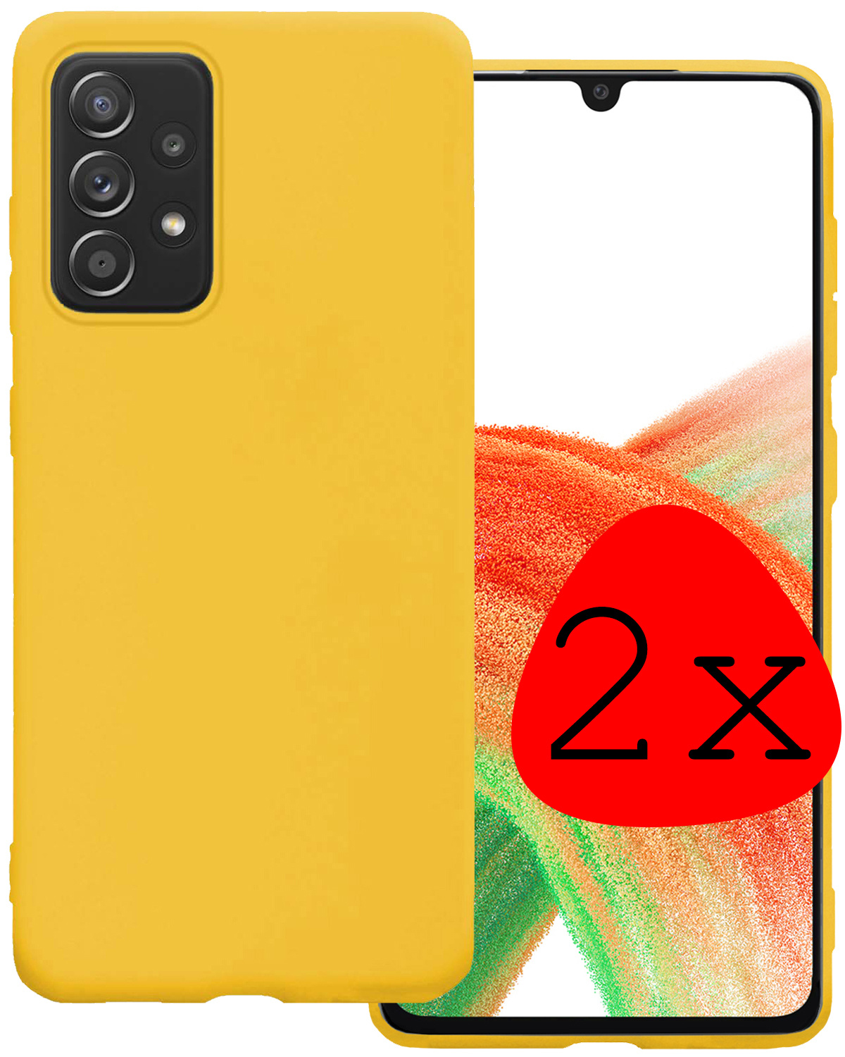 BASEY. Hoes Geschikt voor Samsung A33 Hoesje Siliconen Back Cover Case - Hoesje Geschikt voor Samsung Galaxy A33 Hoes Cover Hoesje - Geel - 2 Stuks