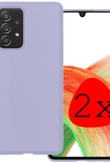 BASEY. Hoes Geschikt voor Samsung A33 Hoesje Siliconen Back Cover Case - Hoesje Geschikt voor Samsung Galaxy A33 Hoes Cover Hoesje - Lila - 2 Stuks
